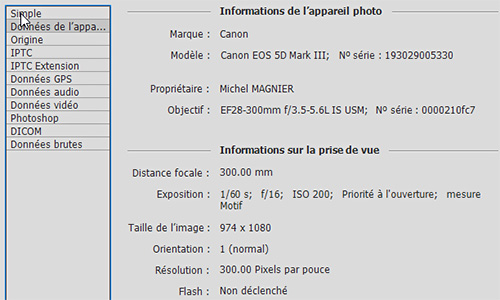 exemple de fichier exif. 